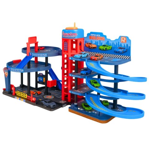 Parking Z Autkami Tor 4 Poziomowy 8 Metalowych Pojazdów Naklejki