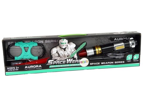 ZABAWKI KOSMICZNE MIECZ ŚWIETLNY TURKUSOWY OKULARY OCHRONNE DŹWIĘK