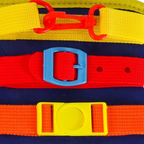 Tablica manipulacyjna sensoryczna montessori walizka plecak niebieski