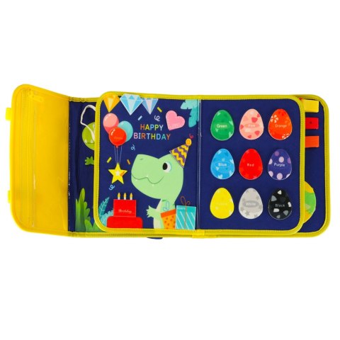 Tablica manipulacyjna sensoryczna montessori walizka plecak niebieski