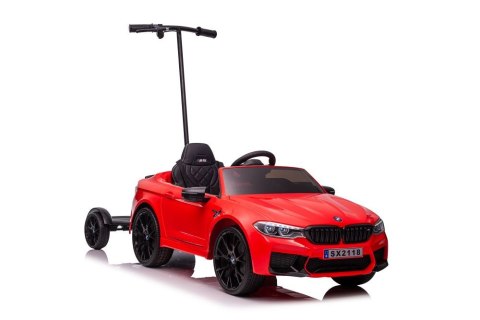 AUTO DLA DZIECI NA AKUMULATOR BMW M5 Z PLATFORMĄ DLA RODZICA CZERWONE LAKIEROWANE
