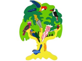 DREWNIANE DRZEWO PTAKI PAPUGI DIY KLOCKI DREWNIANE PUZZLE