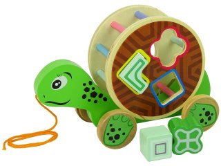 ŻÓŁW DO CIĄGNIĘCIA NA KÓŁKACH SORTER KLOCKI DREWNIANE