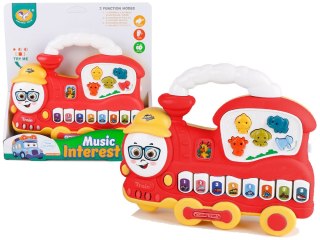 INTERAKTYWNE PIANINKO LOKOMOTYWA DŹWIĘK ZWIERZĄTKA ODGŁOSY POJAZDÓW MELODIE CZERWONY