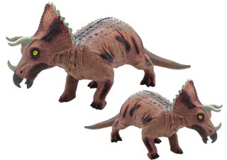 DUŻA FIGURKA DINOZAUR TRICERATOPS DŹWIĘK 36 CM BRĄZOWY