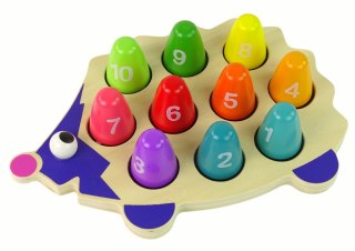 DREWNIANY JEŻ EDUKACYJNY 10 PIONKÓW KOLOROWY