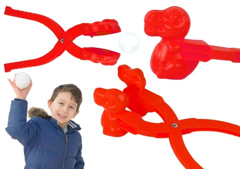 ŚNIEŻKOMAT DO ŚNIEGU MASZYNKA DO ROBIENIA ŚNIEŻEK DINOZAUR CZERWONY