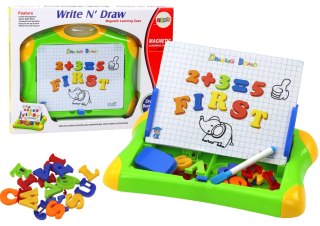 TABLICA EDUKACYJNA MAGNETYCZNA LITERKI CYFERKI PISAK GĄBKA