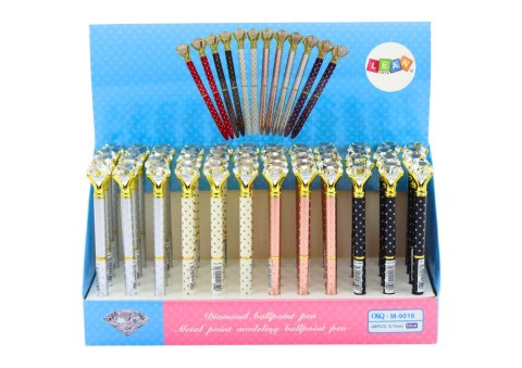 DŁUGOPIS Z DIAMENTEM W KROPKI NIEBIESKI WKŁAD 0.7MM MIx