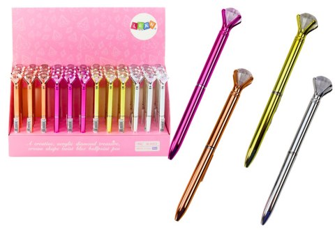 DŁUGOPIS Z DIAMENTEM W POŁYSKU NIEBIESKI WKŁAD 0.7MM MIx