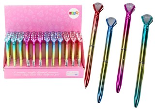 DŁUGOPIS Z DIAMENTEM W POŁYSKU ZŁOTO KOLOROWY NIEBIESKI WKŁAD 0.7MM MIx