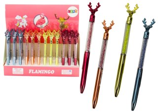 DŁUGOPIS Z JELENIEM DIAMENCIKI NIEBIESKI CZARNY WKŁAD 0.7MM MIx