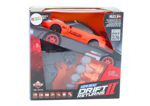 AUTKO SPORTOWE ZDALNIE STEROWANE R/C 1:24 POMARAŃCZOWE WYMIENNE KOŁA