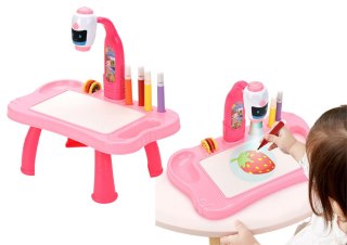 MINI PROJEKTOR ROBOT STOLIK 2W1 AKCESORIA RÓŻOWY