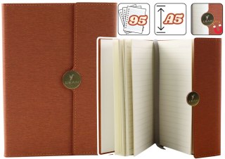 NOTES BIUROWY NA MAGNES NOTATNIK A5 W LINIE Z OBICIEM BRĄZOWY