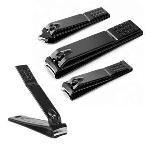 ZESTAW OBCINACZEK DO PAZNOKCI 3 SZTUKI DUŻA MAŁA SKOŚNA CZARNE