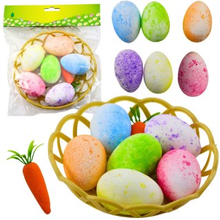 OZDOBY WIELKANOCNE W KOSZYCZKU JAJKA MARCHEWKA KOLOROWE 7SZT