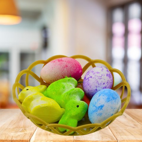 OZDOBY WIELKANOCNE W KOSZYCZKU ZAJĄCZKI JAJKA MARCHEWKA 6SZT