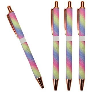 DŁUGOPIS METALOWY AUTOMATYCZNY BROKATOWY NIEBIESKI TUSZ 1.0MM