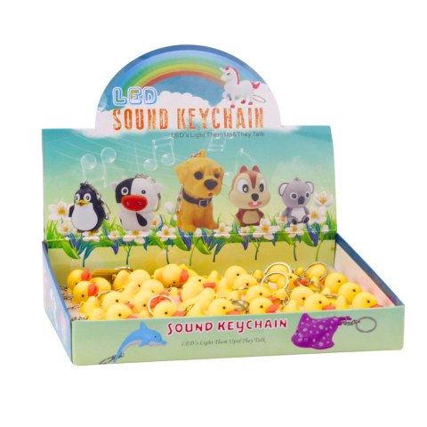 BRELOK DO KLUCZY PLECAKA KACZKA LATARKA LED DŹWIĘKI ŻÓŁTA