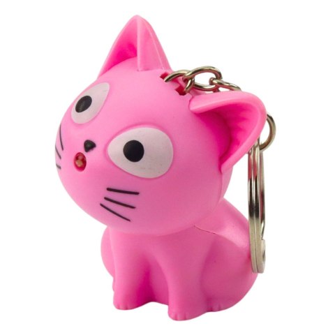 BRELOK DO KLUCZY PLECAKA KOTEK LATARKA LED DŹWIĘKI MIx KOLOR