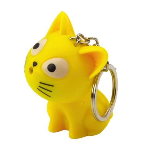 BRELOK DO KLUCZY PLECAKA KOTEK LATARKA LED DŹWIĘKI MIx KOLOR