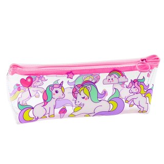 PIÓRNIK SZKOLNY PRZYBORNIK PRZEŹROCZYSTY JEDNOROŻCE 20 x 8,5 x 4CM