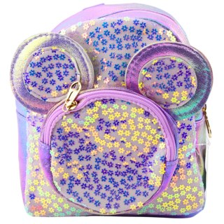 PLECAK DZIECIĘCY Z CEKINAMI MYSZKA USZY FIOLETOWY 22CM 3L
