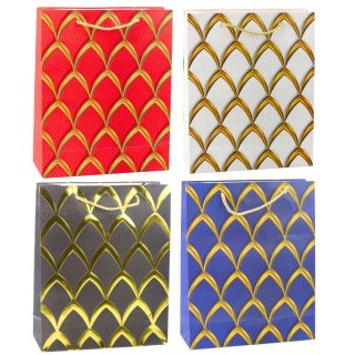 TORBA PREZENTOWA ELEGANCKA ZŁOTE ZDOBIENIA 32 x 26 x 12 CM