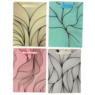 TORBA PREZENTOWA FALISTY ZŁOTY WZÓR MIx KOLOR 23 x 18 x 10 CM