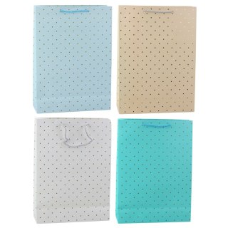 TORBA PREZENTOWA KLASYCZNA W ZŁOTE KROPKI 41 x 30 x 12 CM