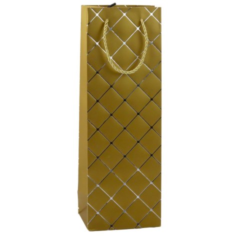 TORBA PREZENTOWA NA WINO BUTELKĘ PAPIEROWA SREBRNE ELEMENTY 35 x 12 x 9 CM