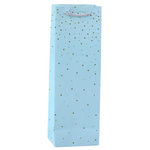 TORBA PREZENTOWA NA WINO BUTELKĘ PAPIEROWA ZŁOTE KROPKI 35 x 12 x 9 CM