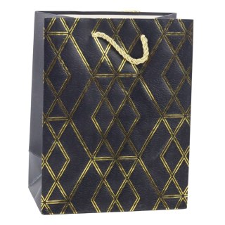 TORBA PREZENTOWA PAPIEROWA ELEGANCKA ZŁOTE WZORY 23 x 18 x 10,5 CM