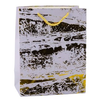 TORBA PREZENTOWA ZŁOTE ZDOBIENIA ELEGANCKA 23 x 18 x10CM