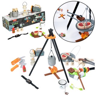 ZESTAW DO BIWAKOWANIA DREWNIANY OGNISKO AKCESORIA 45 EL