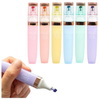 ZESTAW ZAKREŚLACZY PASTELOWE ZŁOTE ELEMENTY KOLOROWE 6 SZT