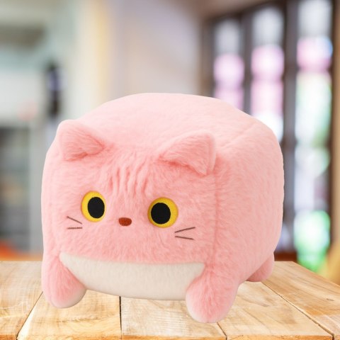 PLUSZOWA MASKOTKA PRZYTULANKA KOT KOSTKA RÓŻOWY 18CM
