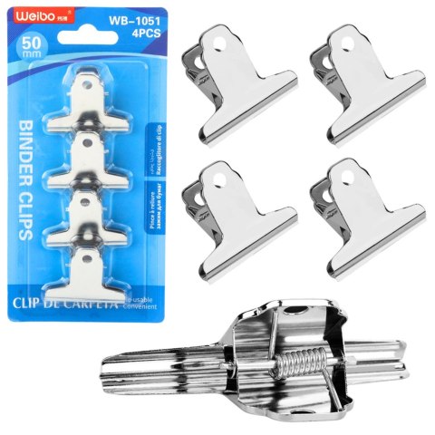 ZESTAW METALOWYCH KLIPSÓW SPINACZY BIUROWYCH 4SZT 50MM