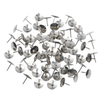 ZESTAW PINEZKI Z PŁASKĄ GŁÓWKĄ BIUROWE SZKOLNE SREBRNE 40SZT.