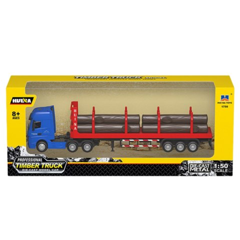 CIĘŻARÓWKA TRANSPORT DREWNA METALOWA HUINA 1:50 CZERWONA