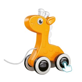 ŻYRAFA ZABAWKA DO CIĄGNIĘCIA NA SZNURKU PISZCZAŁKA EKO ŻÓŁTA