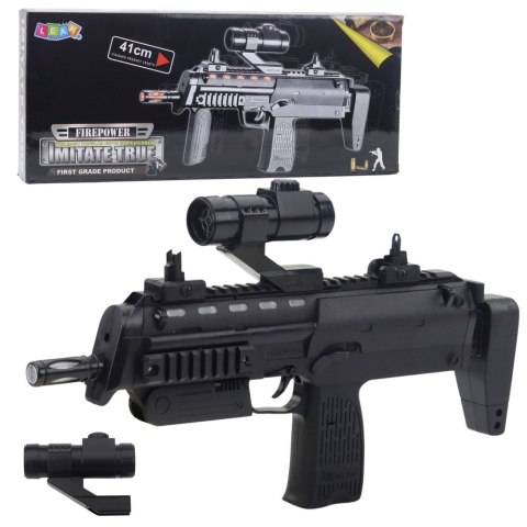 KARABIN ZABAWKOWY BROŃ ŚWIATŁA DŹWIĘKI CELOWNIK CZARNY 41CM