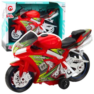 MOTOR WYŚCIGOWY ŚCIGACZ NAPĘD ŚWIATŁA DŹWIĘKI CZERWONY