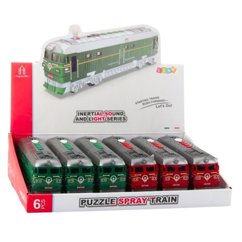 POCIĄG ZABAWKOWY EFEKTY ŚWIETLNE DŹWIĘKI MELODIE ŚWIATŁA PARA WODNA