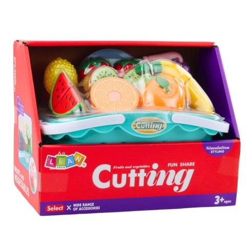 ZESTAW OWOCE DO KROJENIA NA RZEP TALERZYKI NÓŻ KOSZYK