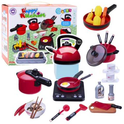 ZESTAW KUCHENNY GARNKI JEDZENIE PŁYTA NA BATERIE AKCESORIA 36EL