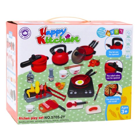 ZESTAW KUCHENNY GARNKI JEDZENIE PŁYTA NA BATERIE AKCESORIA 36EL