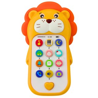 INTERAKTYWNY TELEFON EDUKACYJNY DLA MALUCHA DŹWIĘKI MELODIE LEW ŻÓŁTY