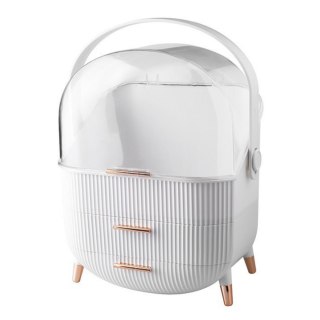 ORGANIZER NA KOSMETYKI OTWIERANA PORYWA TRANSPARENTNA DWIE SZUFLADY BIAŁY